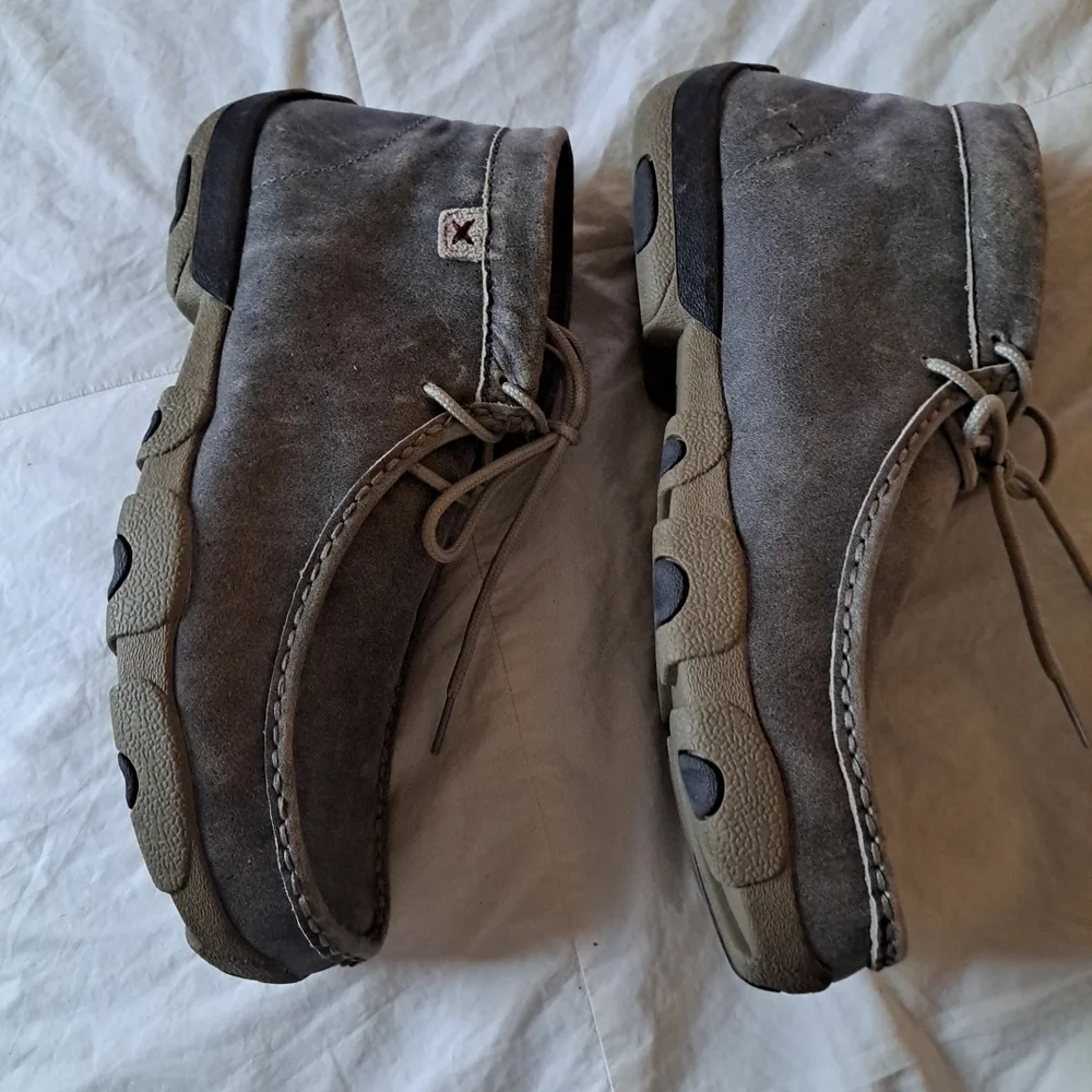 Twisted X Men's LaceUp Round Toe Driving Moc Grey 8.5 Likenew Condition